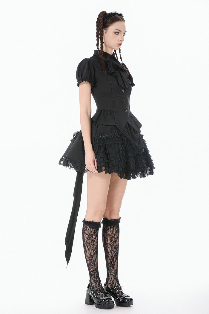 button-down womens puff sleeve gothic blouse