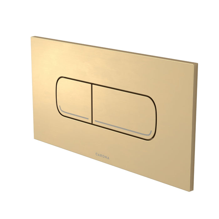 Angle Caroma Invisi Series II® Oval Dual Flush Plate & Buttons (Metal) Brushed Brass 237078BB - The Blue Space