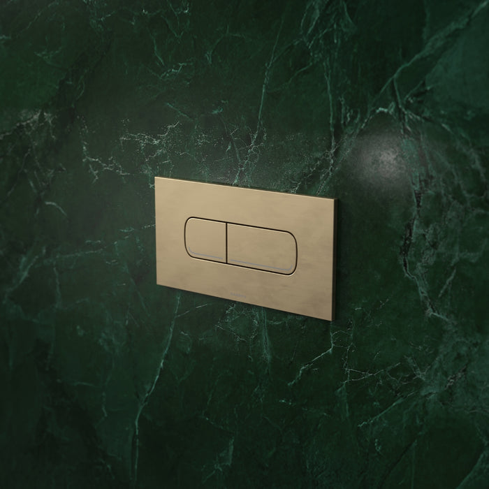 Lifestyle 3 Caroma Invisi Series II® Oval Dual Flush Plate & Buttons (Metal) Brushed Brass 237078BB - The Blue Space