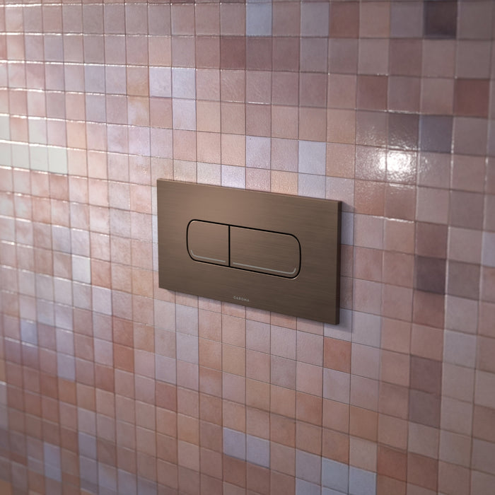Lifestyle 3 Caroma Invisi Series II® Oval Dual Flush Plate & Buttons (Metal) Brushed Bronze 237078BBZ - The Blue Space
