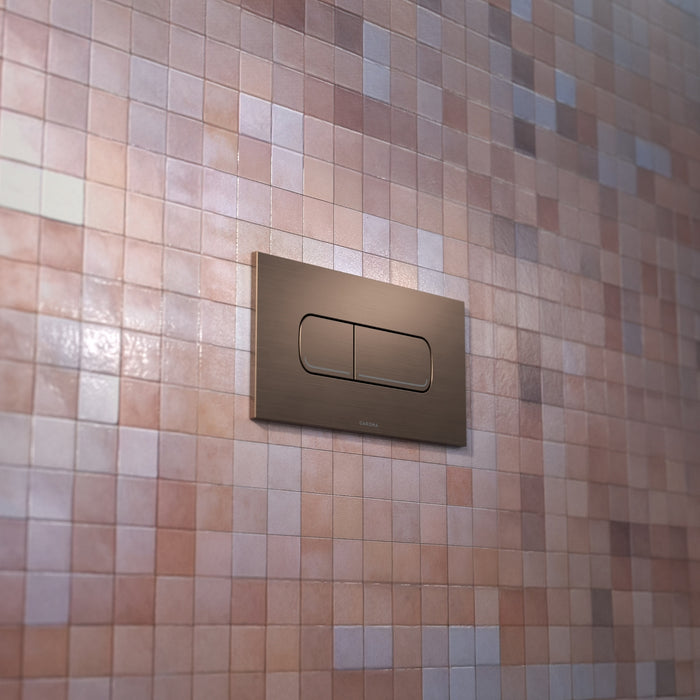 Lifestyle 2 Caroma Invisi Series II® Oval Dual Flush Plate & Buttons (Metal) Brushed Bronze 237078BBZ - The Blue Space