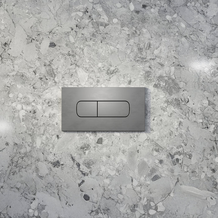 Lifestyle 2 Caroma Invisi Series II® Oval Dual Flush Plate & Buttons (Metal) Brushed Nickel 237078BN - The Blue Space