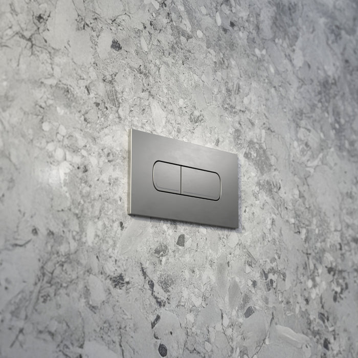 Lifestyle 3 Caroma Invisi Series II® Oval Dual Flush Plate & Buttons (Metal) Brushed Nickel 237078BN - The Blue Space