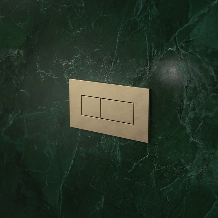 Lifestyle 3 Caroma Invisi Series II® Rectangle Dual Flush Plate & Buttons (Metal) Brushed Brass 237020BB - The Blue Space