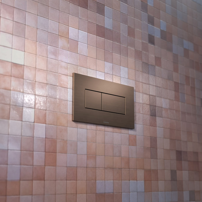 Lifestyle 2 Caroma Invisi Series II® Rectangle Dual Flush Plate & Buttons (Metal) Brushed Bronze 237020BBZ - The Blue Space