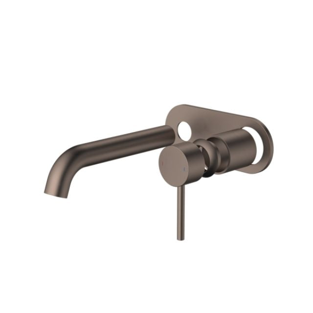 Angle Caroma Liano II 175mm Wall Basin/Bath Trim Kit - Rounded Cover Plate - Brushed Bronze 96349BBZ6AF - The Blue Space
