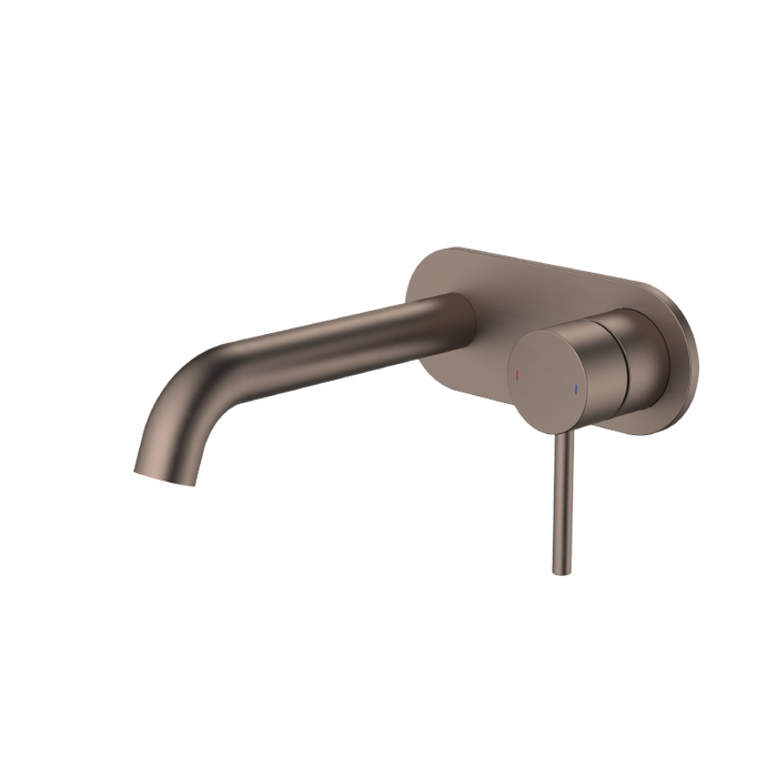 Caroma Liano II 210mm Wall Basin/Bath Mixer - Rounded Cover Plate - Brushed Bronze - Sales Kit 96353BBZ6AF - The Blue Space