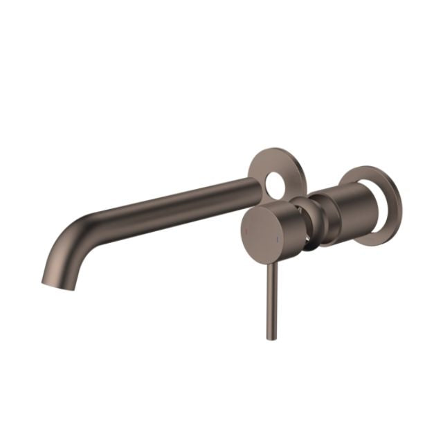 Angle Caroma Liano II 210mm Wall Basin/Bath Trim Kit - 2 x Round Cover Plates - Brushed Bronze 96356BBZ6AF - The Blue Space