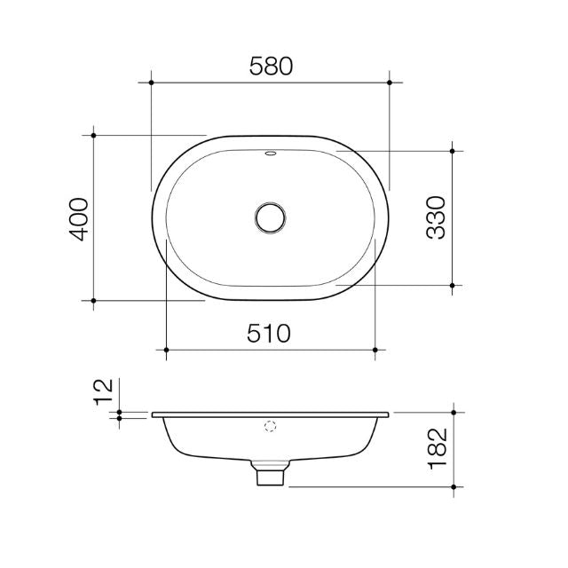Caroma Liano II 580mm Pill Under/Over Counter Basin - White (with Overflow)