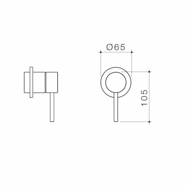Technical Drawing Caroma Liano II Bath/Shower Trim Kit - Round - Brushed Bronze 96363BBZ - The Blue Space