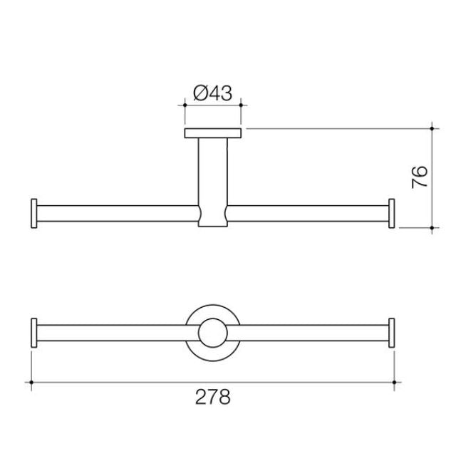 Technical Drawing Caroma Liano II Double Toilet Roll Holder - Chrome 96442C - The Blue Space