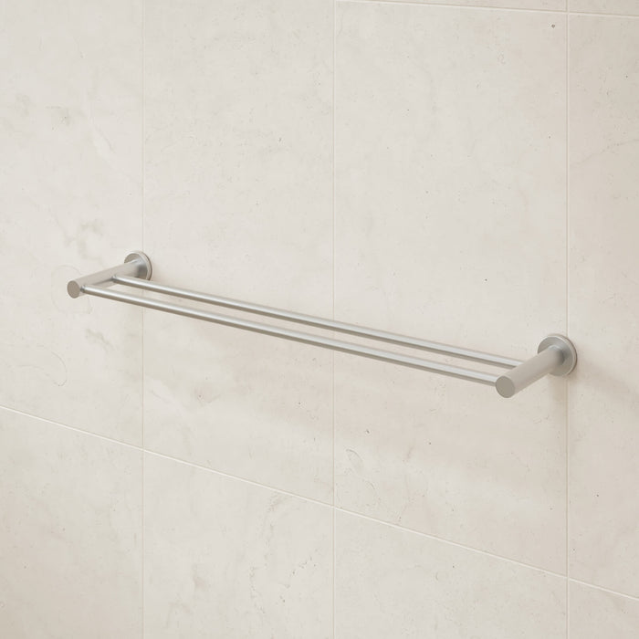 Caroma Liano II Double Towel Rail 640mm Brushed Nickel  | The Blue Space