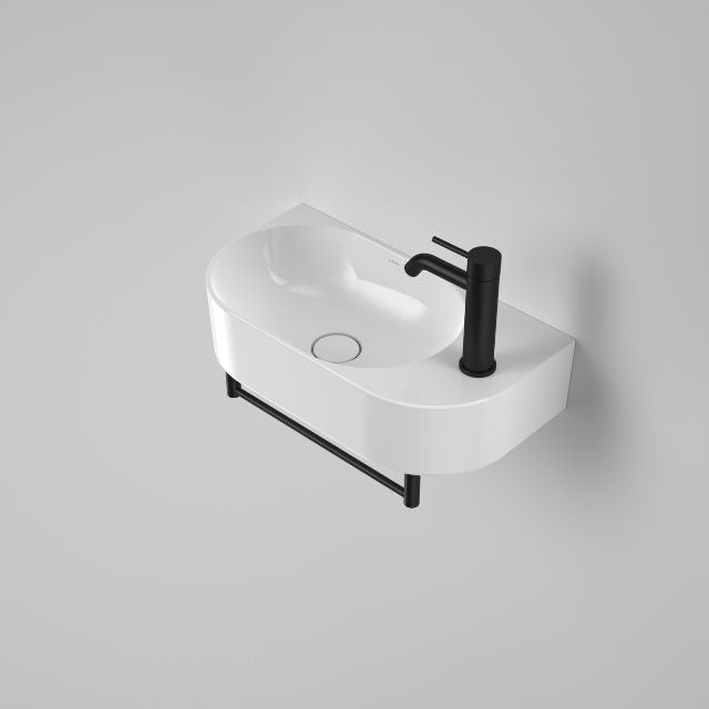 Caroma Liano II Hand Wall Basin Integrated Towel Rail With Basin Matte Black 96457B - The Blue Space
