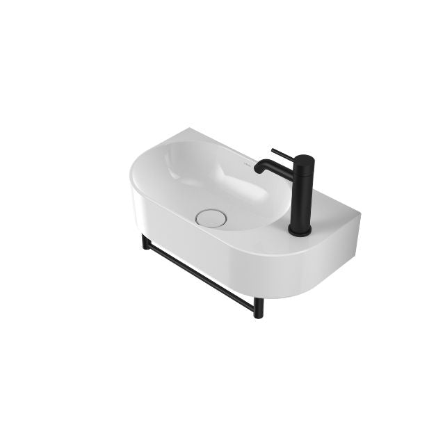 Angle Caroma Liano II Hand Wall Basin Integrated Towel Rail With Basin Matte Black 96457B - The Blue Space