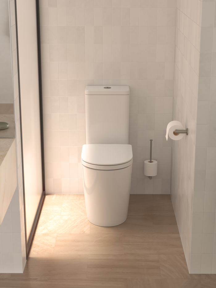 Lifestyle 3 Caroma Liano II Spare Toilet Roll Holder - Brushed Bronze 96452BBZ - The Blue Space
