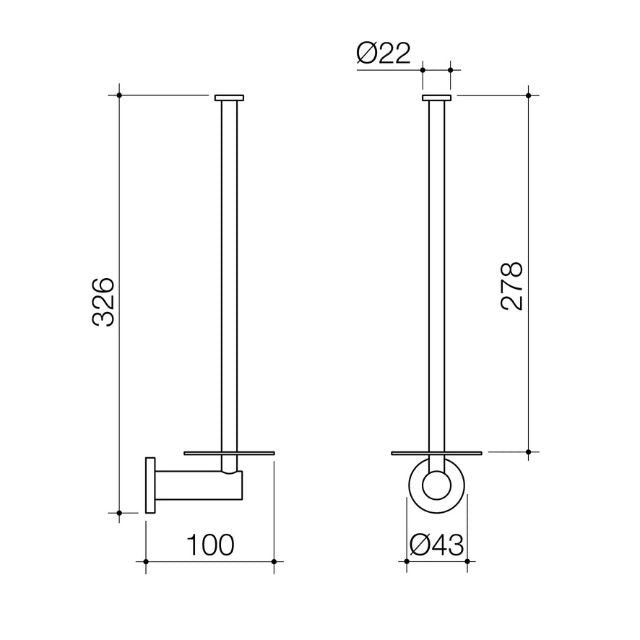 Technical Drawing Caroma Liano II Spare Toilet Roll Holder - Gunmetal 96452GM - The Blue Space