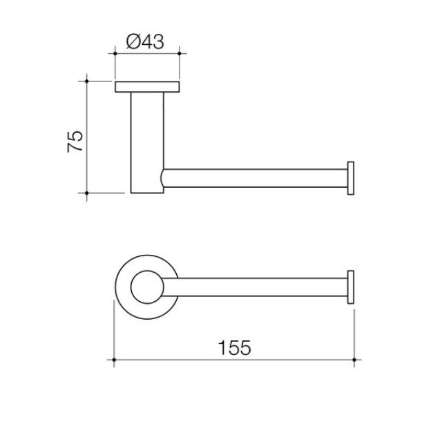 Technical Drawing Caroma Liano II Toilet Roll Holder - Chrome 96441C - The Blue Space