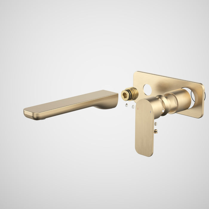 Caroma Luna II Wall Basin/Bath Mixer Trim Kit 180mm - Brushed Brass 68211BB6AF - The Blue Space