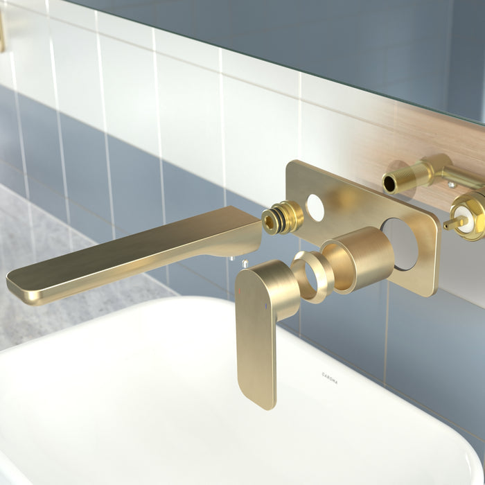 Caroma Luna II Wall Basin/Bath Mixer Trim Kit 180mm - Brushed Brass