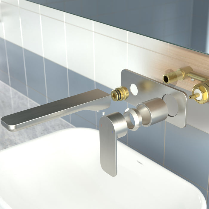 Caroma Luna II Wall Basin/Bath Mixer Trim Kit 180mm - Brushed Nickel
