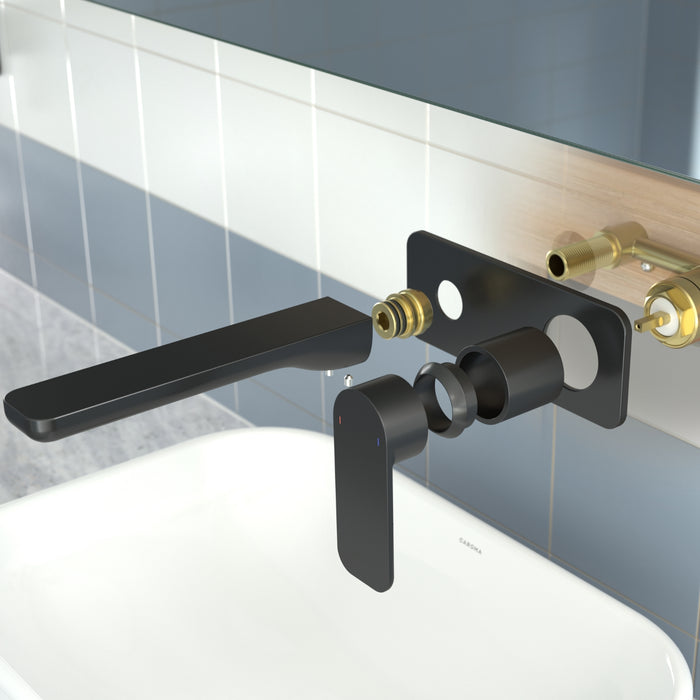 Caroma Luna II Wall Basin/Bath Mixer Trim Kit 220mm - Satin Black