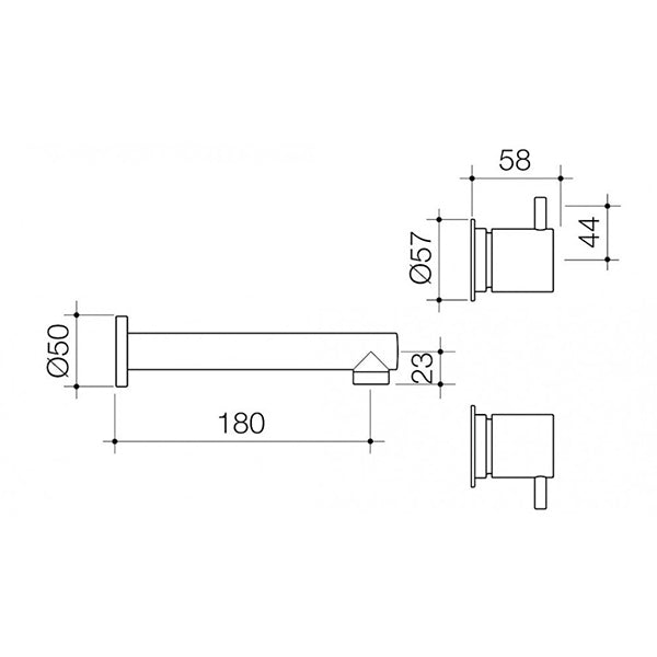 Caroma Luna Lever Laundry Tap Set Technical Drawing - The Blue Space