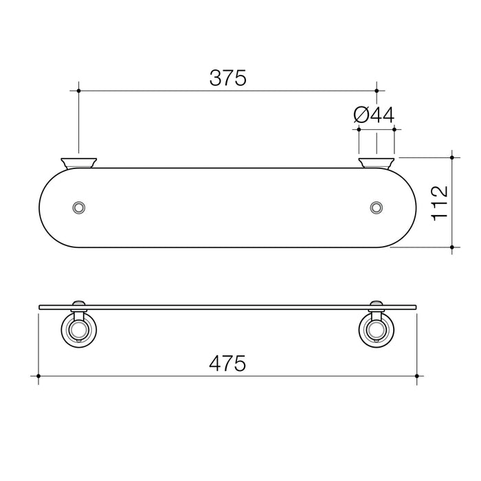Technical Drawing Caroma Riviere Bathroom Shelf - Brushed Bronze 520038BBZ - The Blue Space