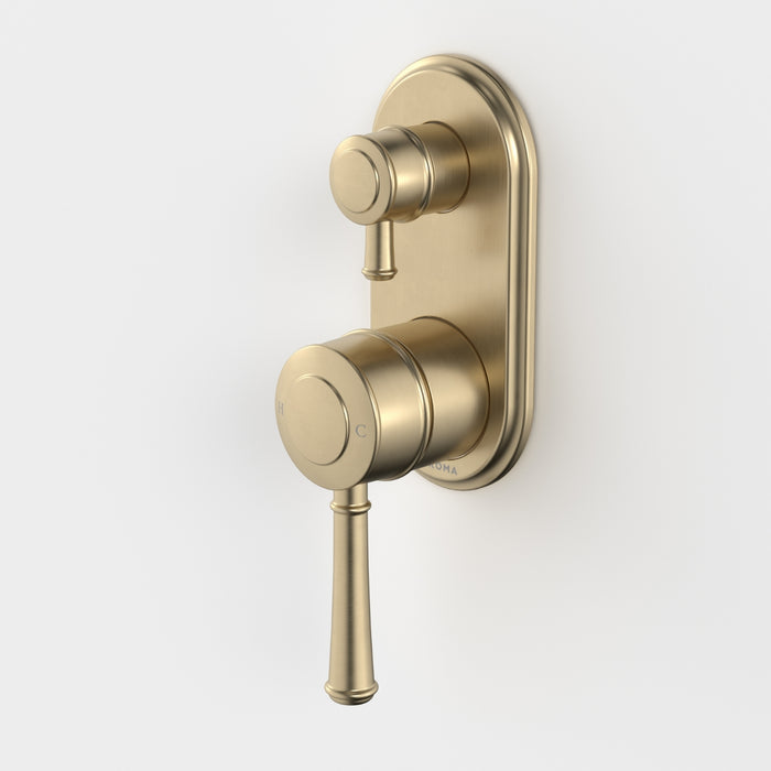 Caroma Riviere Bath Shower Mixer With Diverter - Brushed Brass 520006BB - The Blue Space