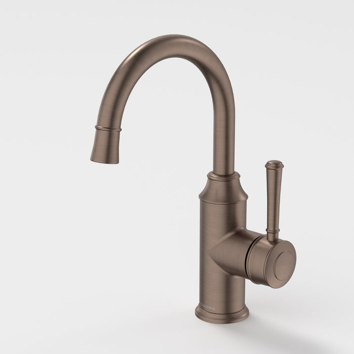 Caroma Riviere Gooseneck Basin Mixer - Brushed Bronze 520004BBZ6AF - The Blue Space