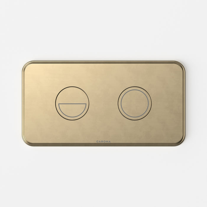 Front Caroma Riviere Invisi® II Series Button - Brushed Brass 48002BB - The Blue Space