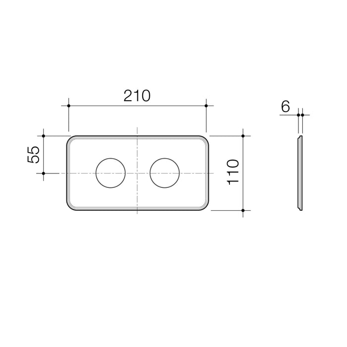 Technical Drawing Caroma Riviere Invisi® II Series Button - Brushed Brass 48002BB - The Blue Space