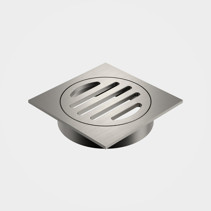 Caroma Square Floor Waste - 80mm Outlet - Brushed Nickel 12975034BN - The Blue Space
