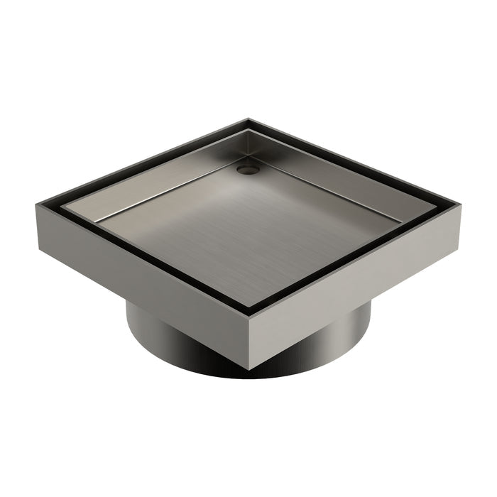 Angle Caroma Square Floor Waste 100mm Outlet Tile Insert - Brushed Nickel 14228029BN - The Blue Space