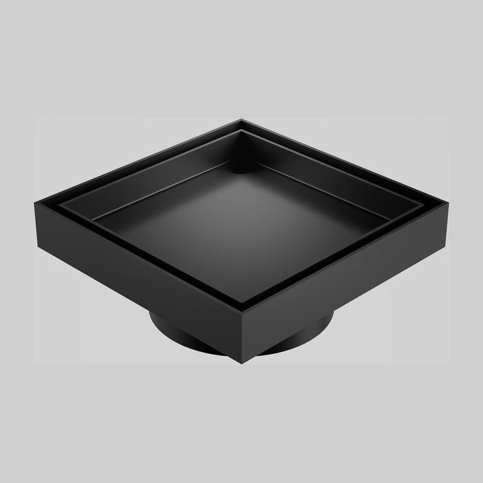 Caroma Square Floor Waste 80mm Outlet Tile Insert - Matte Black 14228028B - The Blue Space