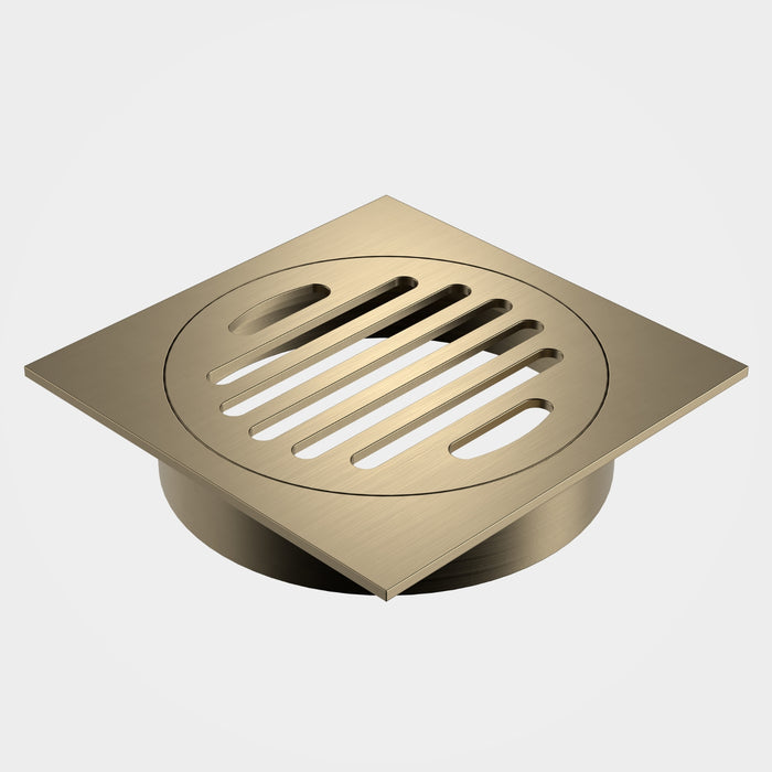 Caroma Square Floor Waste Grate - 100mm Outlet - Brushed Brass 12975037BB - The Blue Space