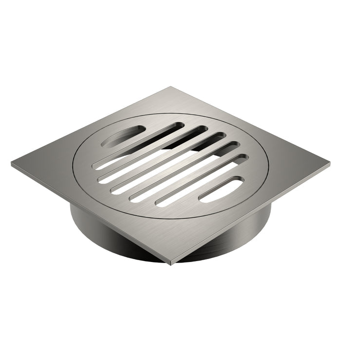 Angle Caroma Square Floor Waste Grate - 100mm Outlet - Brushed Nickel 12975037BN - The Blue Space