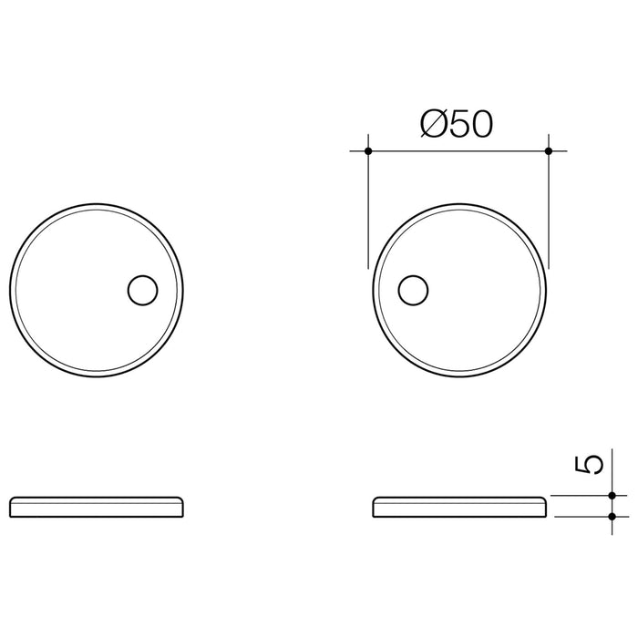 Technical Drawing Caroma Liano / Luna Toilet Seat Hinge Caps - Brushed Bronze 254214BBZ - The Blue Space