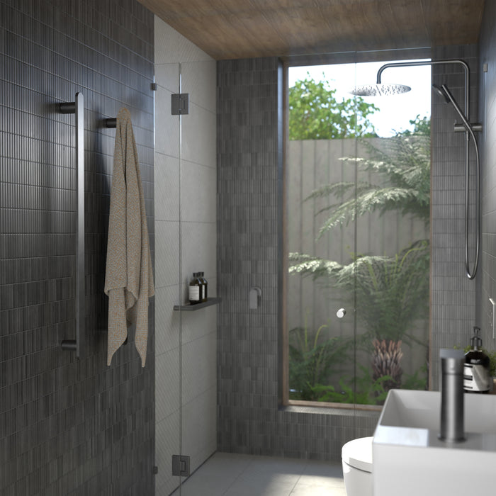Lifestyle 1 Caroma Urbane II Heated Towel Rail - Vertical - Gunmetal 11202085GM - The Blue Space