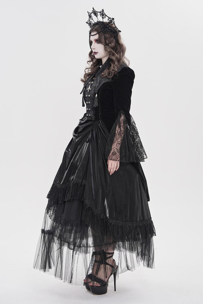 black vampire goth jacket with a batwing collar