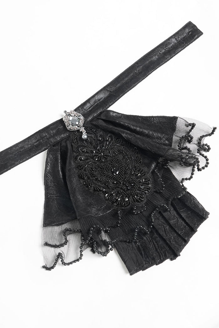 Beaded black goth jabot