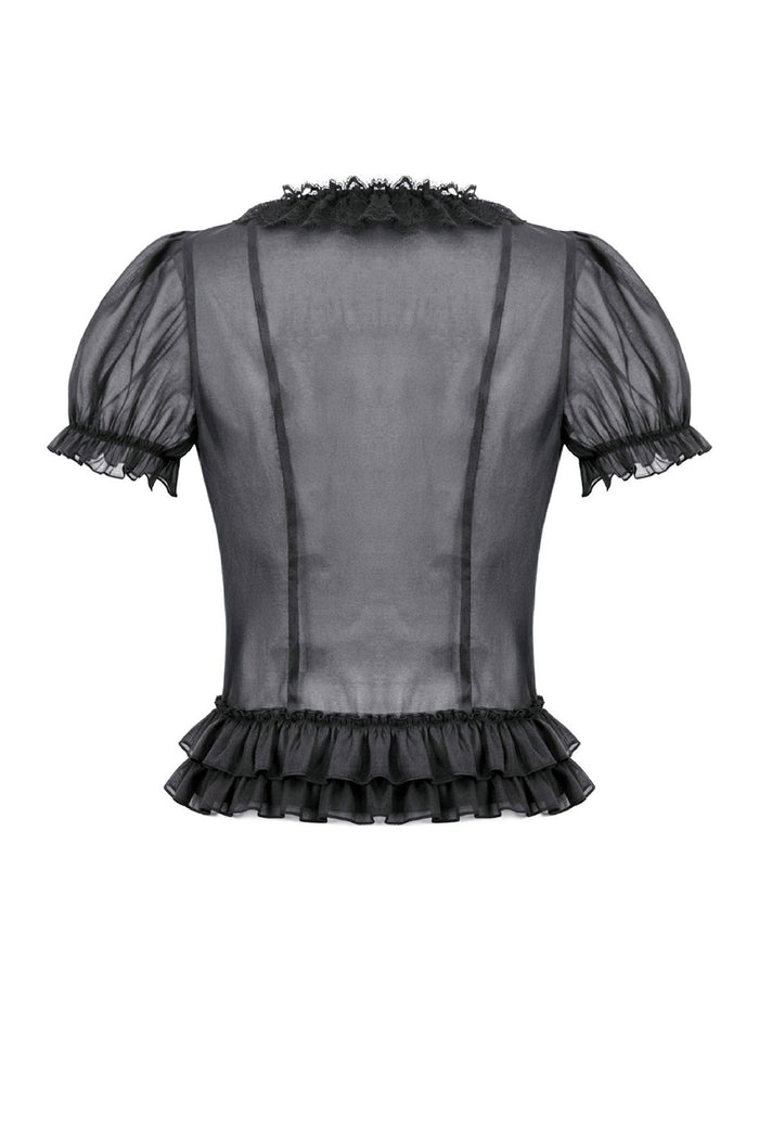 puffed shoulder sheer gothic blouse