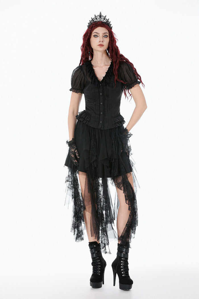 button-up sheer gothic blouse