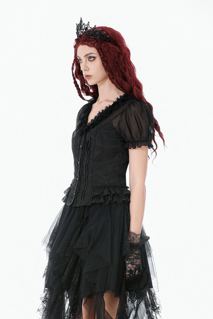 opaque sheer gothic blouse