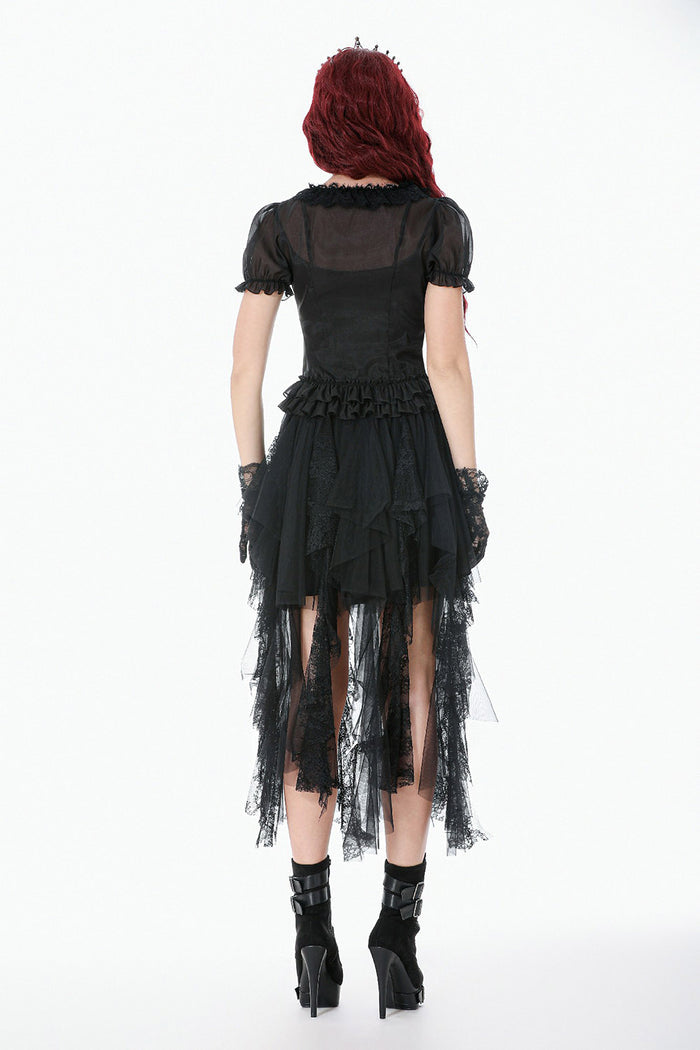 womens black victorian sheer gothic blouse