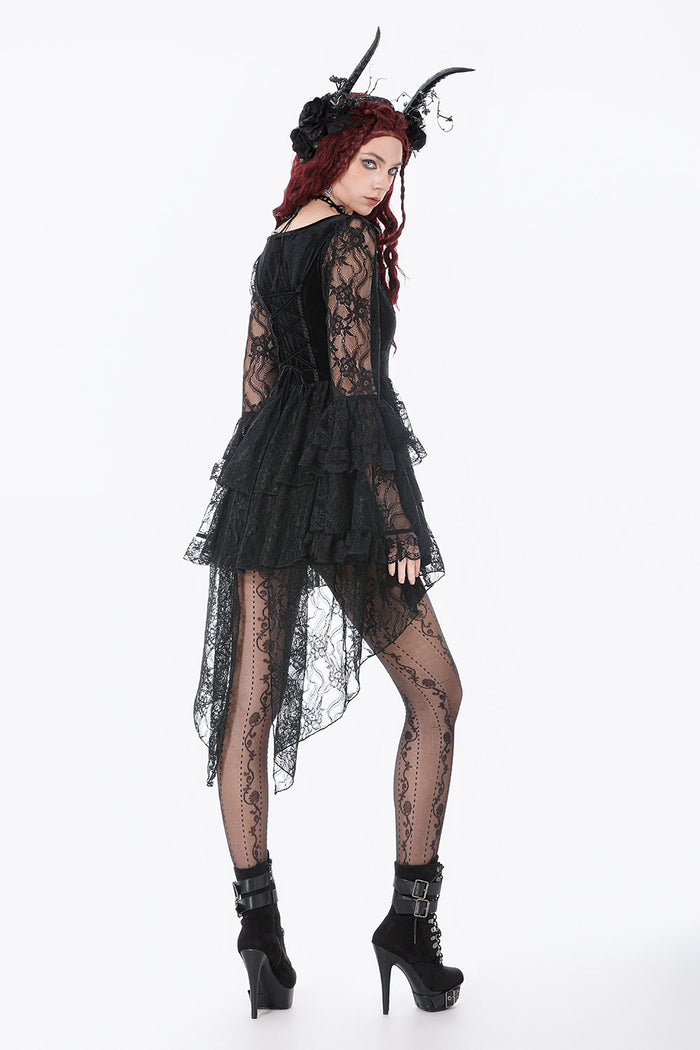 womens black lace gothic dress