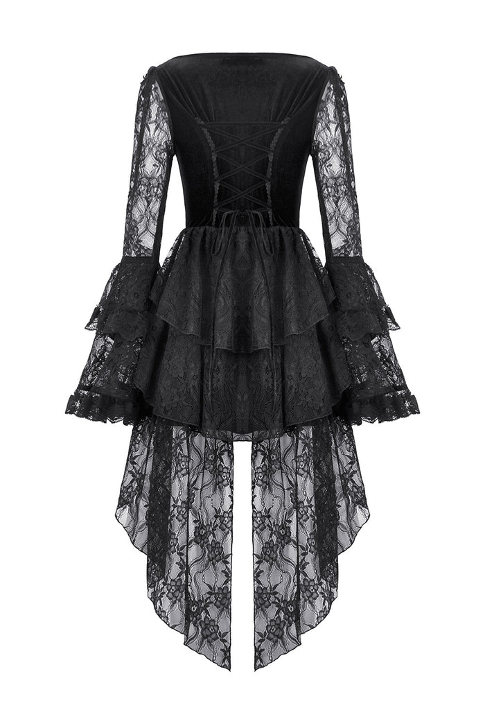 embroidered long sleeve black lace gothic dress by dark in love