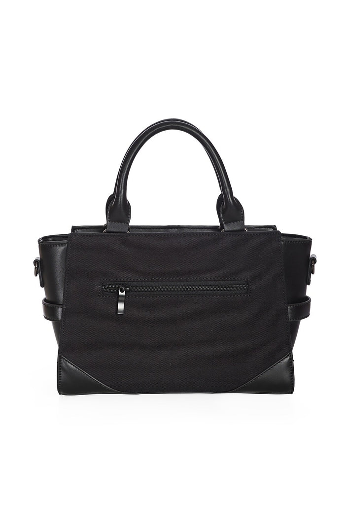 black punk rock handbag with back zipper pocket