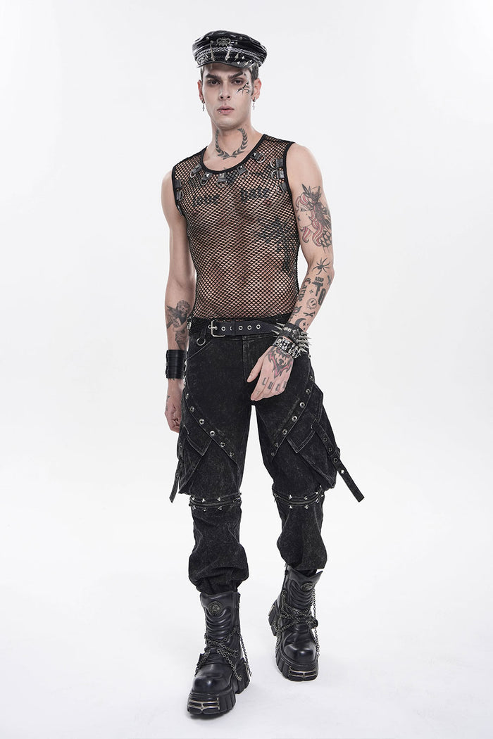 punk mens fishnet top
