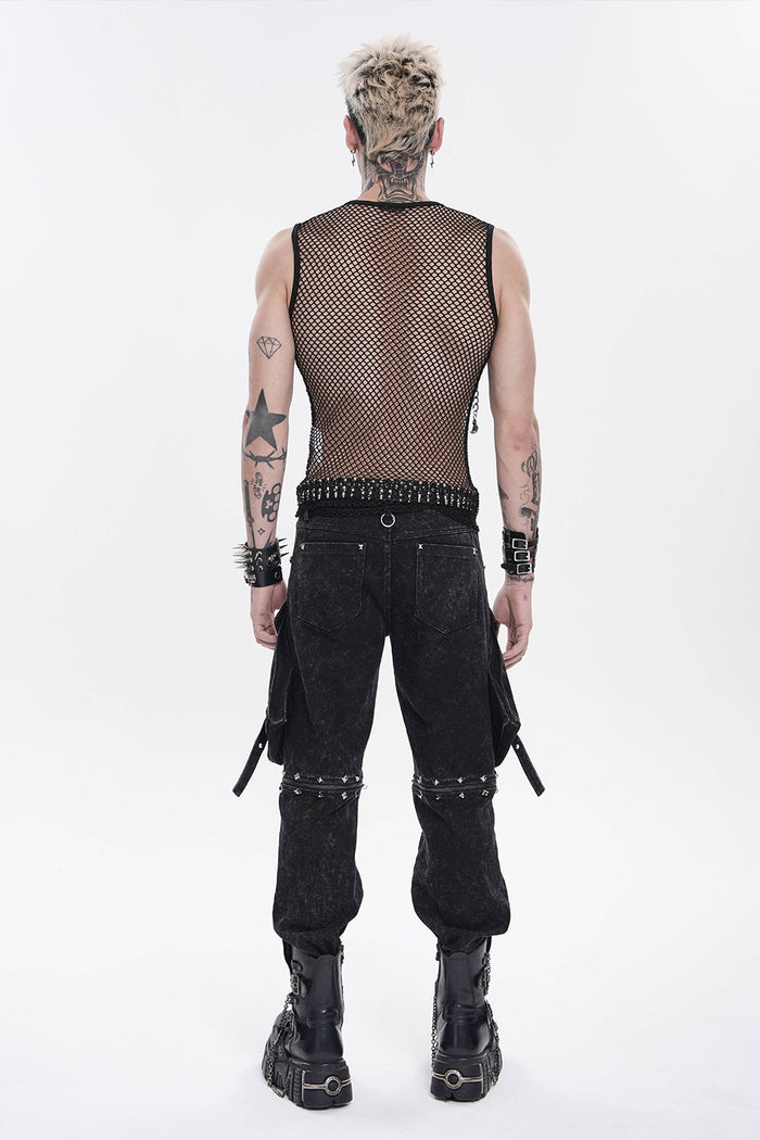 Devil Fashion mens plush size fishnet top