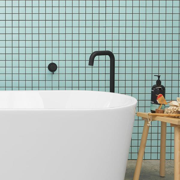 Clark Round Freestanding Bath Outlet - Matte Black in with Clark Freestanding bath - The Blue Space
